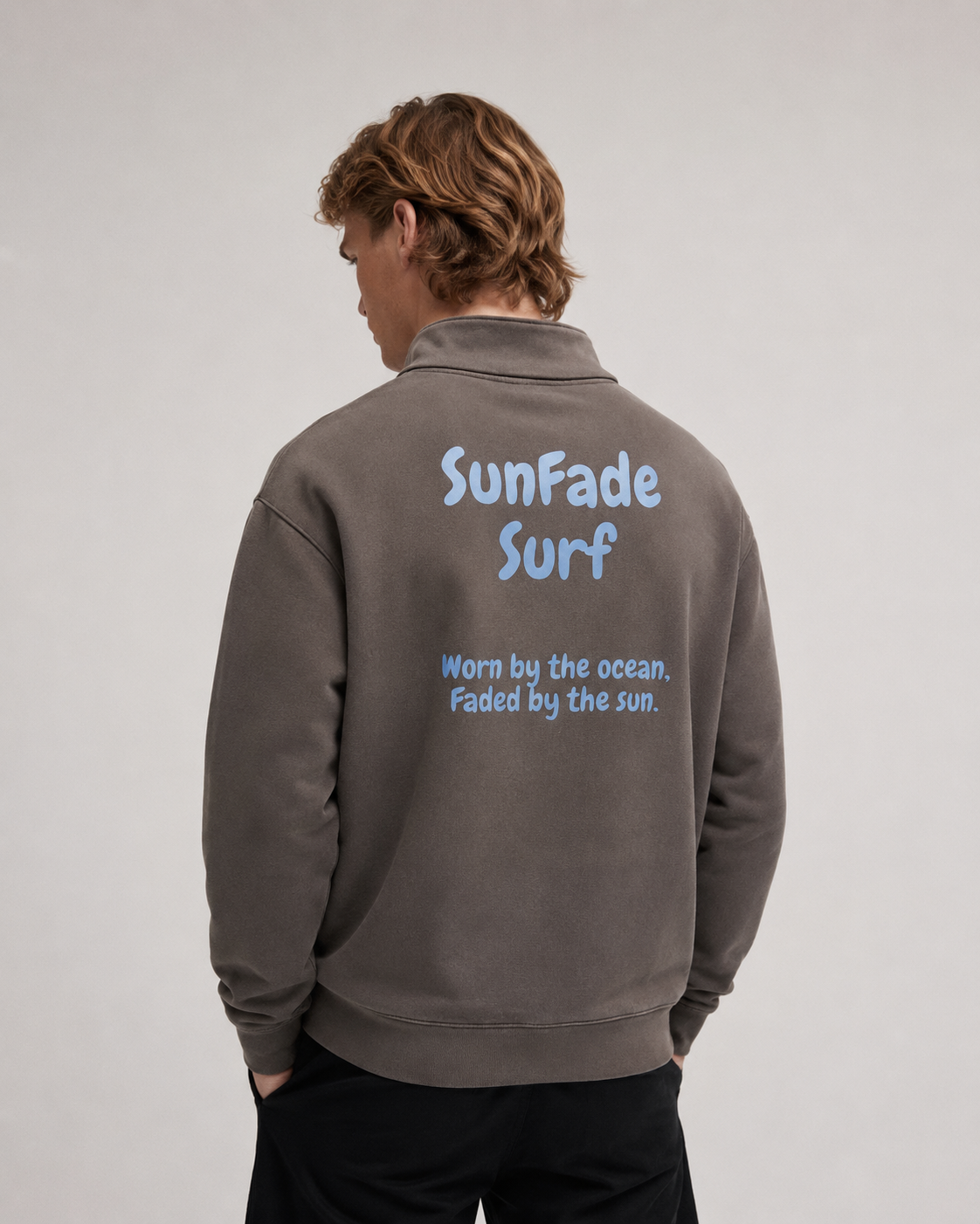 Unisex Relax Faded Half Zip Sweatshirt